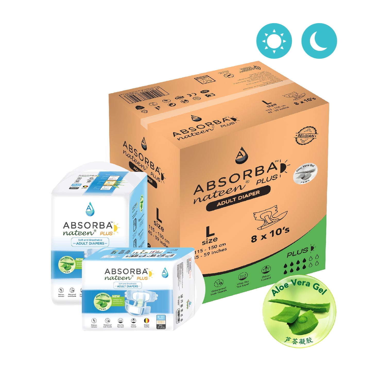 Nateen Plus (Adult Diapers - 10 Pieces)