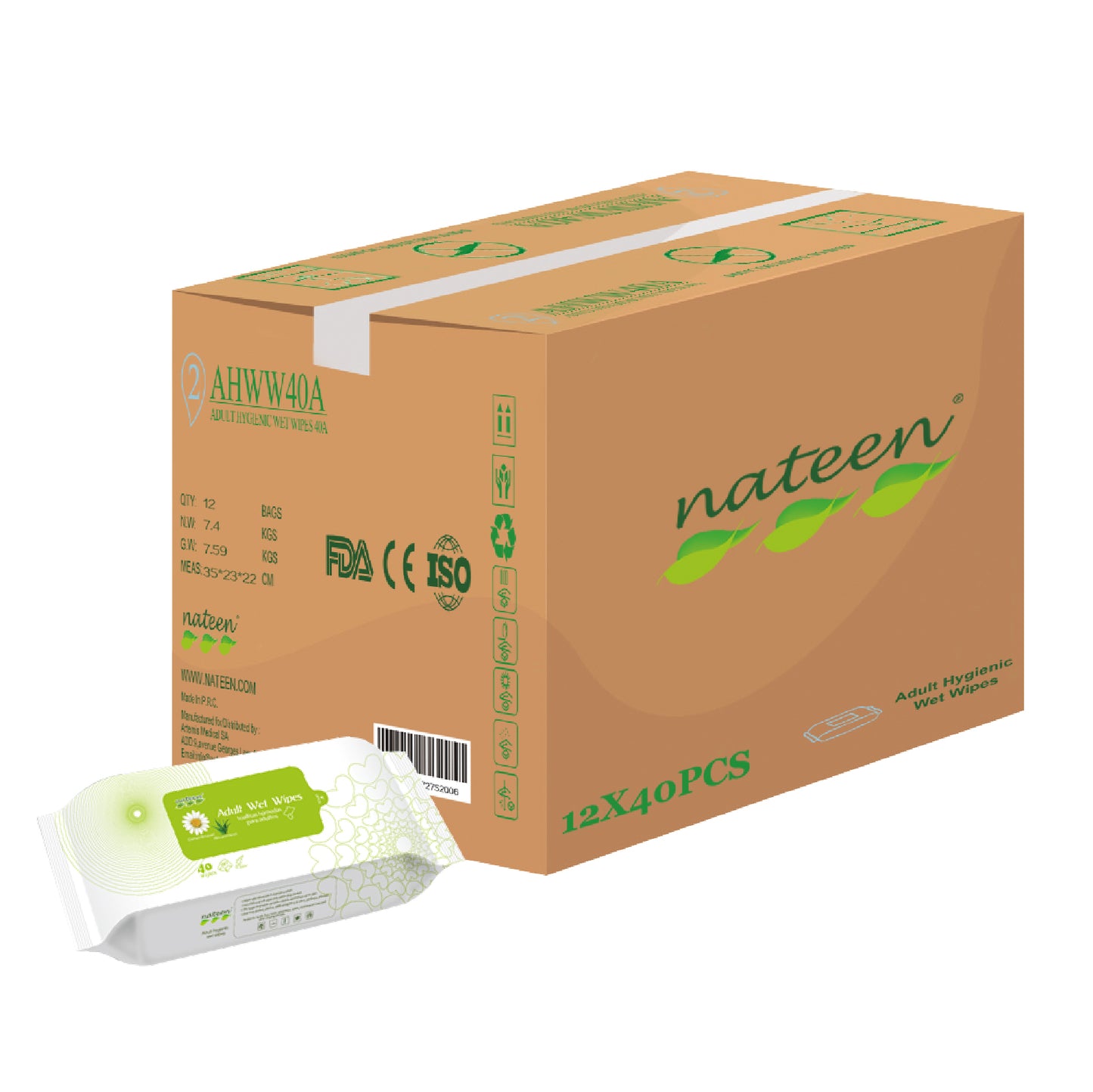 Nateen Wet Wipes (40 Pieces)