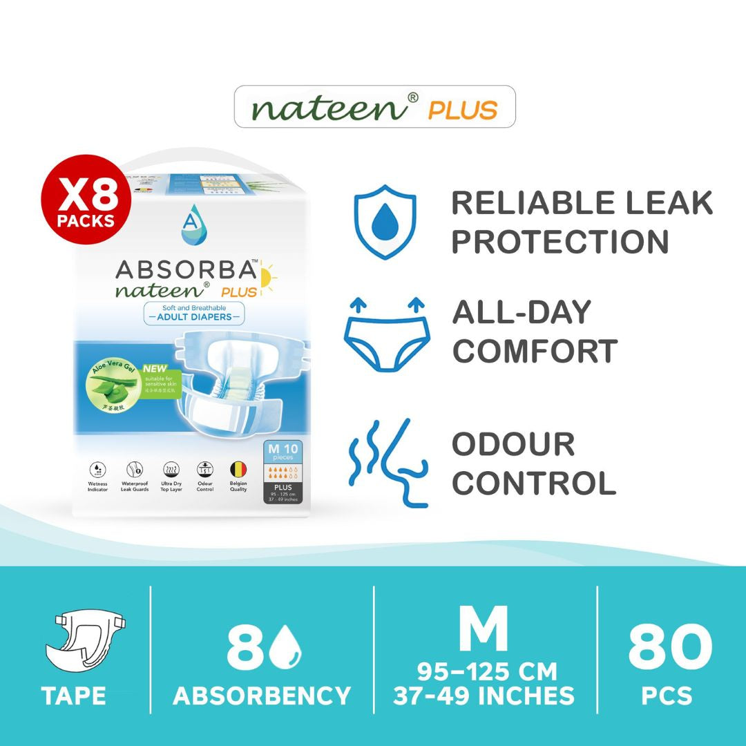 Nateen Plus (Adult Diapers - 10 Pieces)