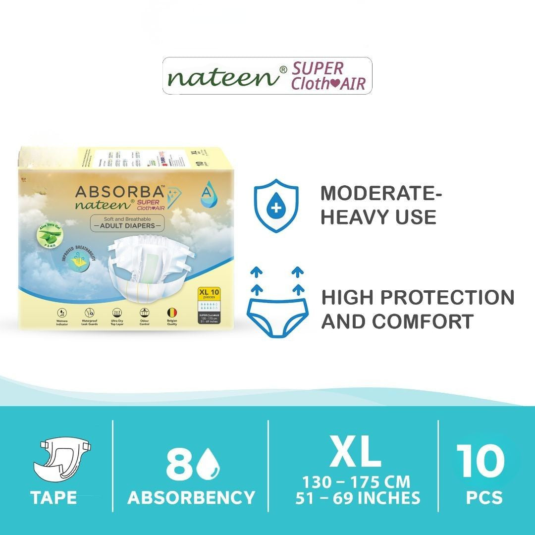 Nateen Super ClothAir (Adult Diapers - 10 Pieces)