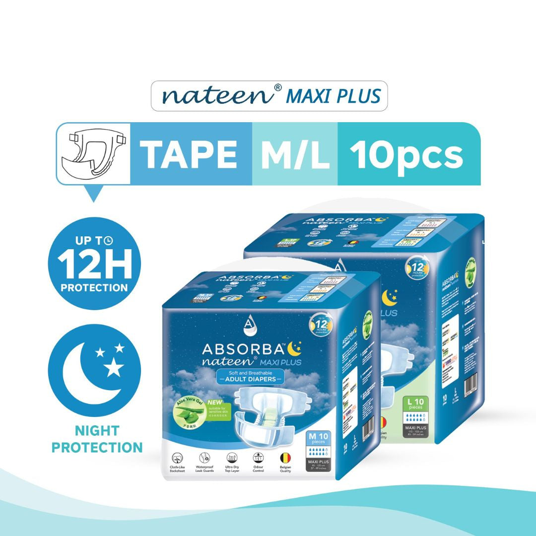 Nateen MAXI Plus (Adult Diapers - 10 Pieces)