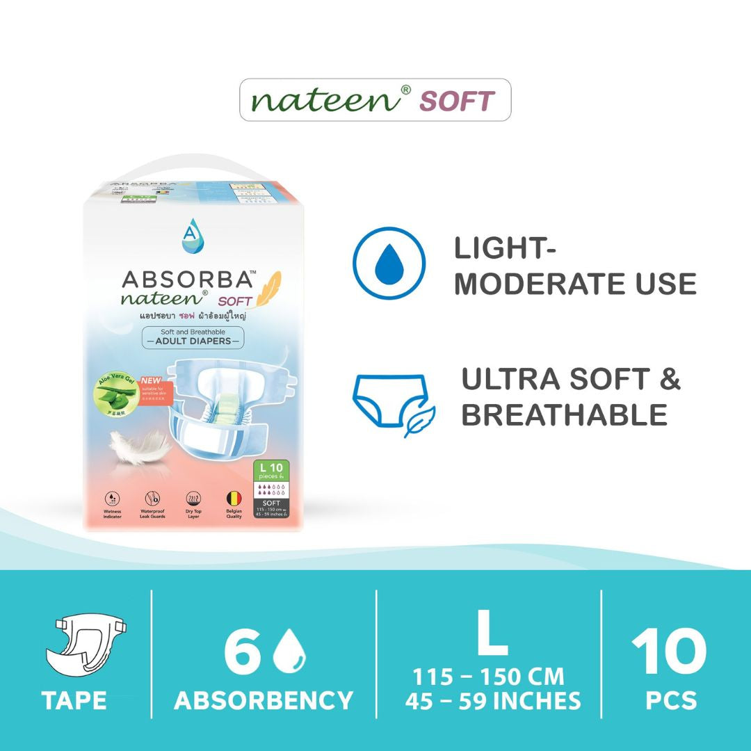 Nateen Soft (Adult Diapers - 10 Pieces)