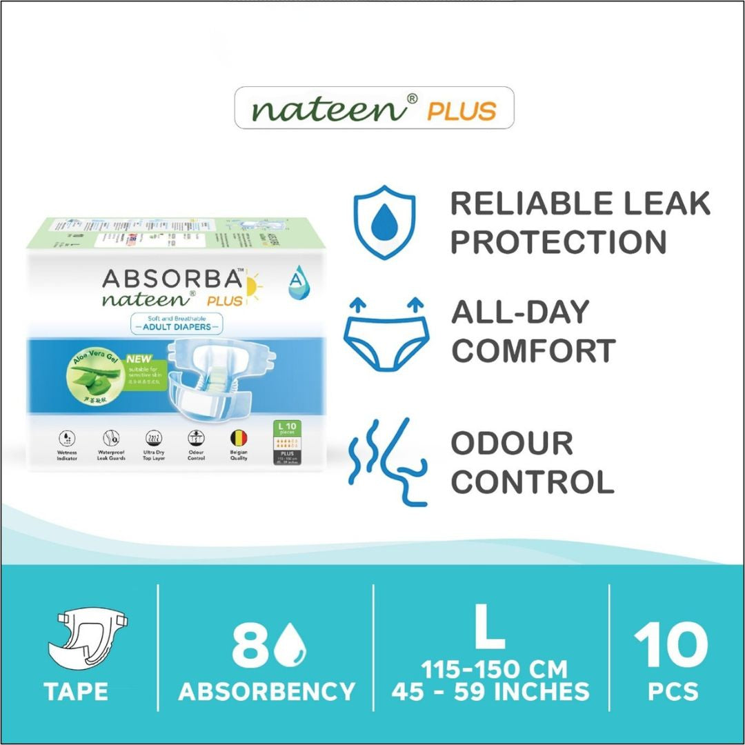 Nateen Plus (Adult Diapers - 10 Pieces)