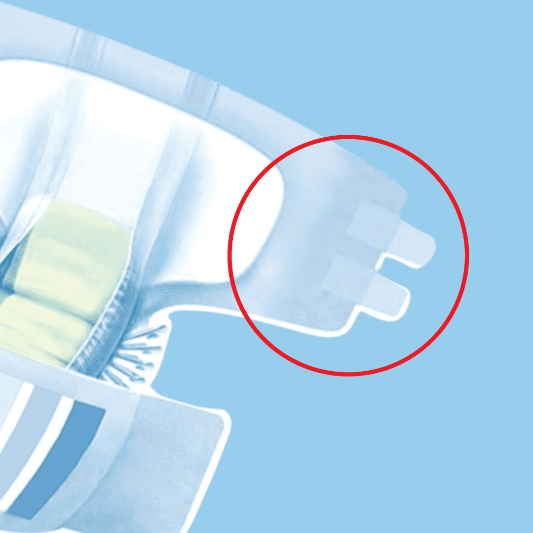 Secure sealing and adjustability with velcro re-fastening tape