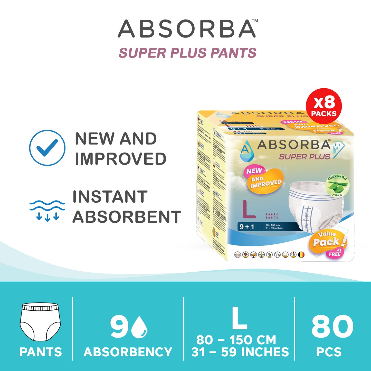 Super Plus Pull Up Pants - (L) 9+1